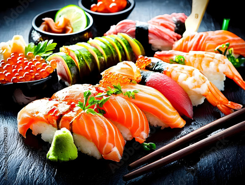 Delicious Assorted Sushi Pl...