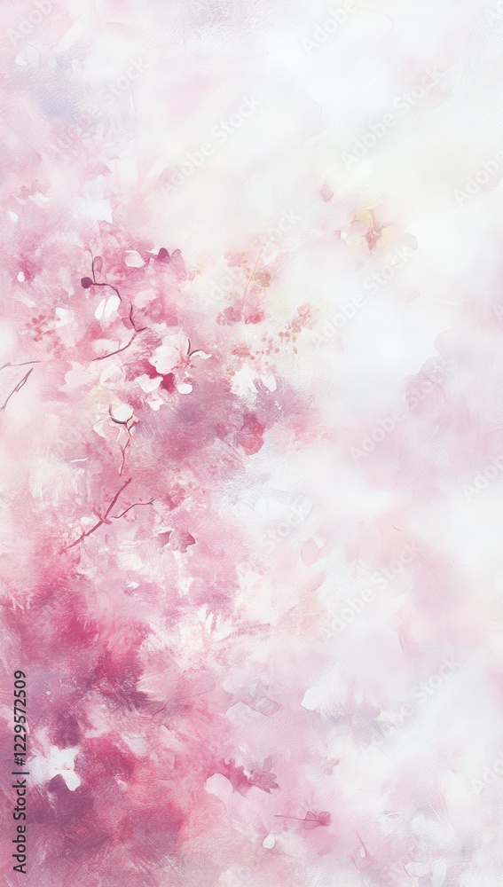 Fototapeta premium Pink Blossoms in Pastel: Dreamy Floral Art with Delicate Petals and Serene Background