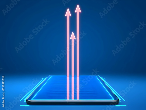 3D Pink Arrows Rise from a ...