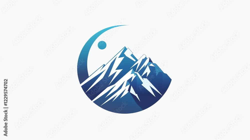 A logo of a mountain range inside a circle. A logo of a mountain range inside a circle.