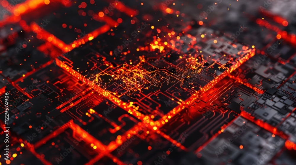 Glowing Circuits: A Digital Inferno