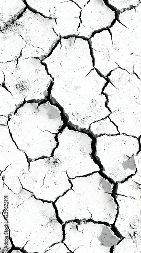 Cracked white earth display...