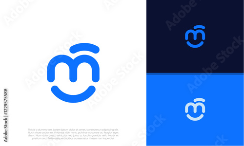 Initials M logo design. Initial Letter Logo. Innovative high tech logo template.	
