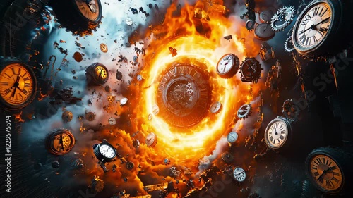 Abstract Time Travel: Spiral Vortex and Clockwork - made with Generative AI