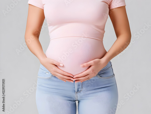 Pregnant Woman Holds Her Be...