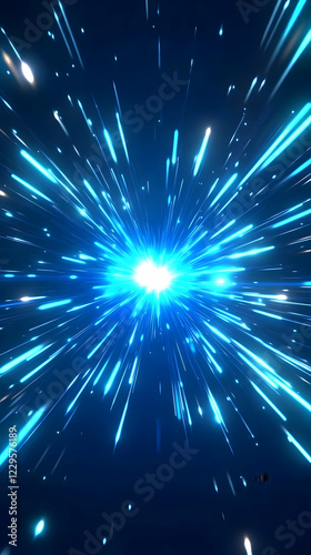 Abstract Blue Light Rays Bu...