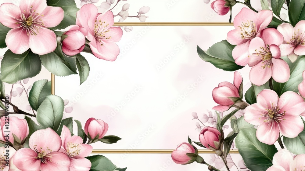 Fototapeta premium Beautiful pink flowers framing a blank space for text or design