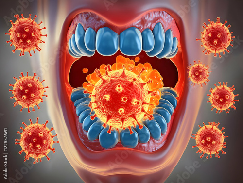 Viruses Enter Open Mouth an...