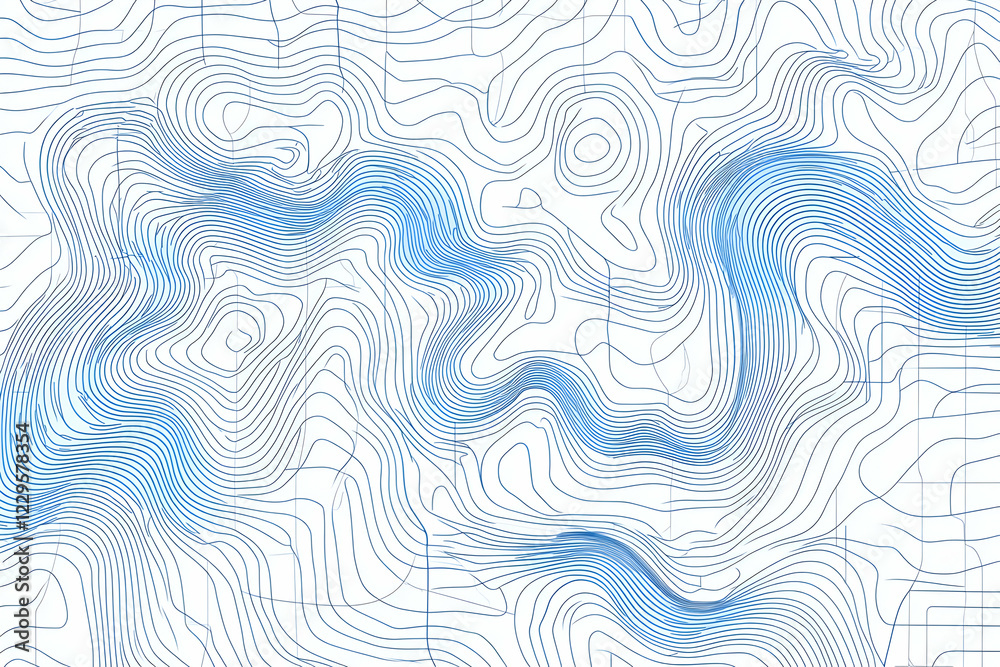 Abstract Background with Blue Contour Lines Forms a Topographic Map Representation. Abstract Background with Blue Contour Lines Forms a Topographic Map Representation.