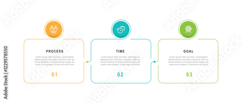 3 column infographic with line style. Infographic template with icons and 3 step or option 