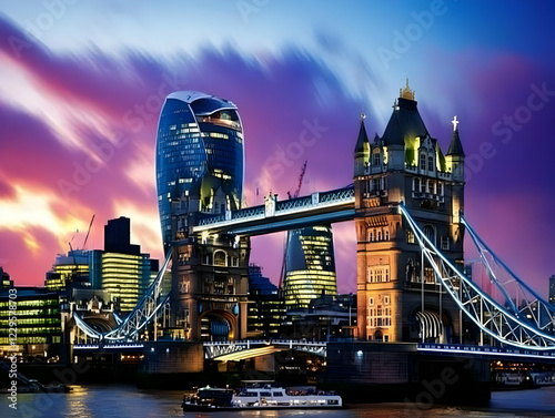 Illuminated Tower Bridge an...