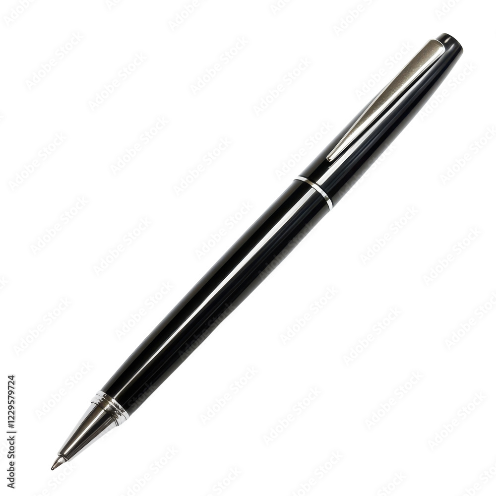 Black Pen Silver Cap White Background on transparent background. Black Pen Silver Cap White Background on transparent background.