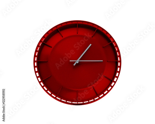 Modern Sleek Vibrant Red Wall Clock 01:15 One Fifteen 1:15 For Modern Interiors 3D Illustration