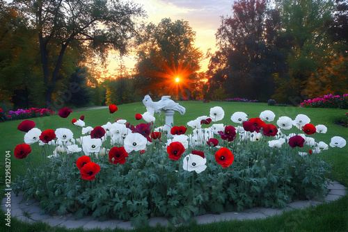 Red and White Poppies Bloom...