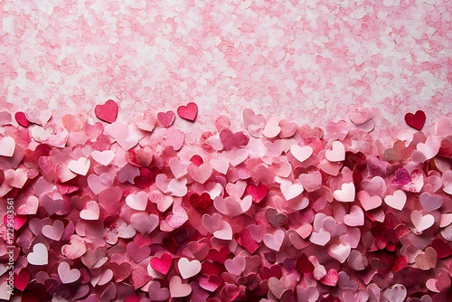 Paper Hearts in Various Shades of Pink and Red photo