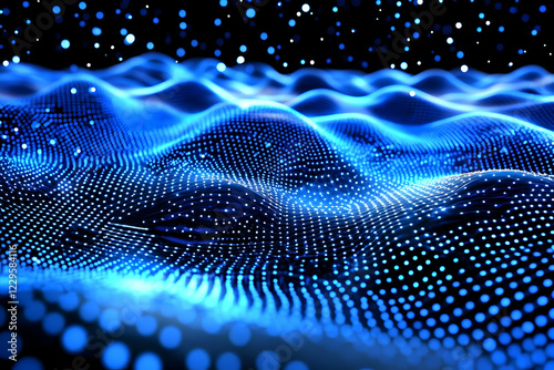 Abstract 3D Blue Wavy Surfa...