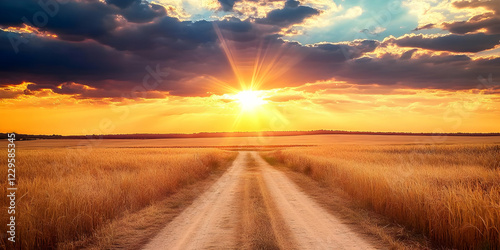 Golden Wheat Field Road Lea...