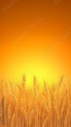 Golden Wheat Field Bathed i...