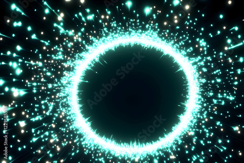 Abstract teal light trails ...