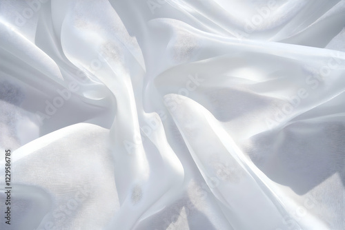 White Sheer Fabric Drapes a...