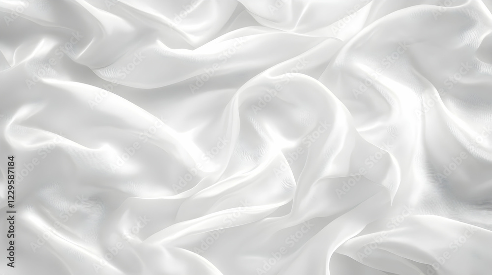 Fototapeta premium White silk fabric flows gracefully, creating an elegant and luxurious texture, perfect for backgrounds.