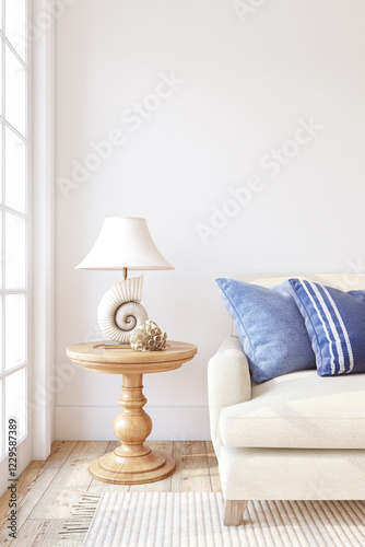 Modern living-room interior. Interior mockup. 3d render.