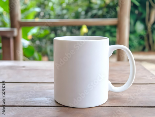 White Blank Coffee Mug Sits...