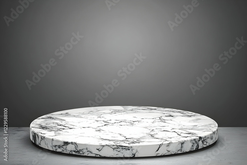 White Marble Podium on a Gr...