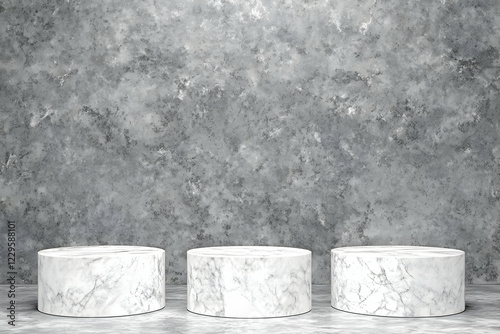 Three White Marble Cylinder...