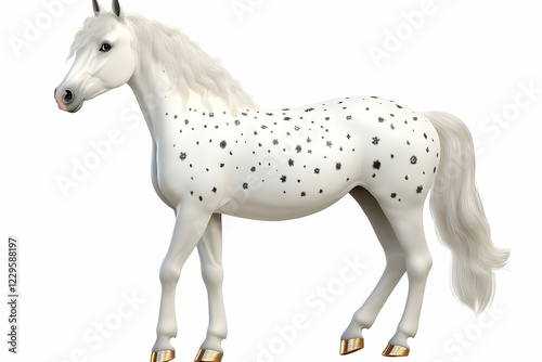 A Majestic White Horse with...