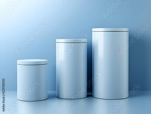 Three White Cylindrical Pod...