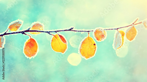 Frost-Covered Autumn Leaves...