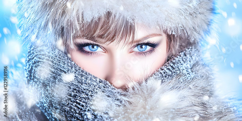 Beautiful Woman with Blue E...