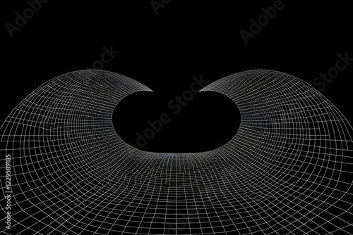 Abstract 3D Grid Tunnel Cur...