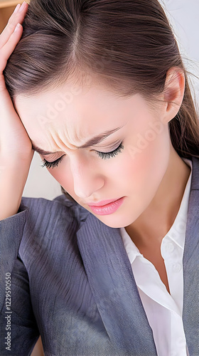 Stressed Businesswoman Hold...