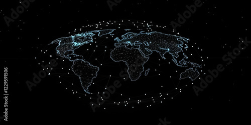 Glowing World Map Network o...