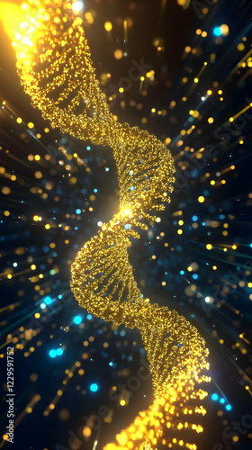 Golden DNA Strand Spirals E...