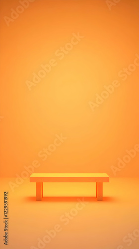 3D Orange Bench Rests on an...