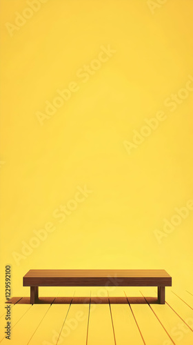 Empty Wooden Table on Yello...