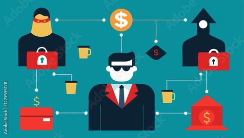 These illustrations collectively convey the complexities of money laundering and financial crimes while emphasizing the importance of vigilance and collaboration in combating such