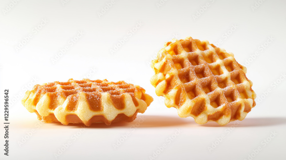 Waffles placed side by side showcasing a golden-brown texture and traditional grid pattern in a minimalistic setting Waffles placed side by side showcasing a golden-brown texture and traditional grid pattern in a minimalistic setting