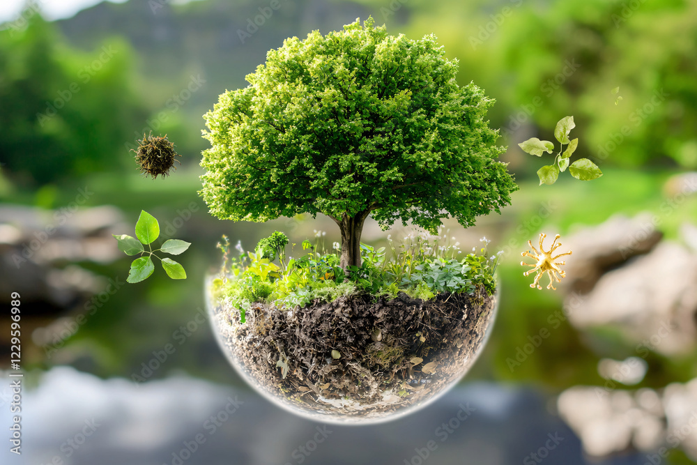 tree filled globe symbolizes environmental sustainability and carbon neutrality, showcasing nature beauty and importance of preserving ecosystems tree filled globe symbolizes environmental sustainability and carbon neutrality, showcasing nature beauty and importance of preserving ecosystems