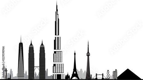 world skyline with architecture from around the globe