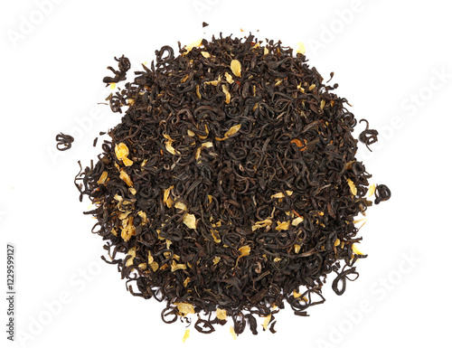 Jasmine tea leaves on a white background photo