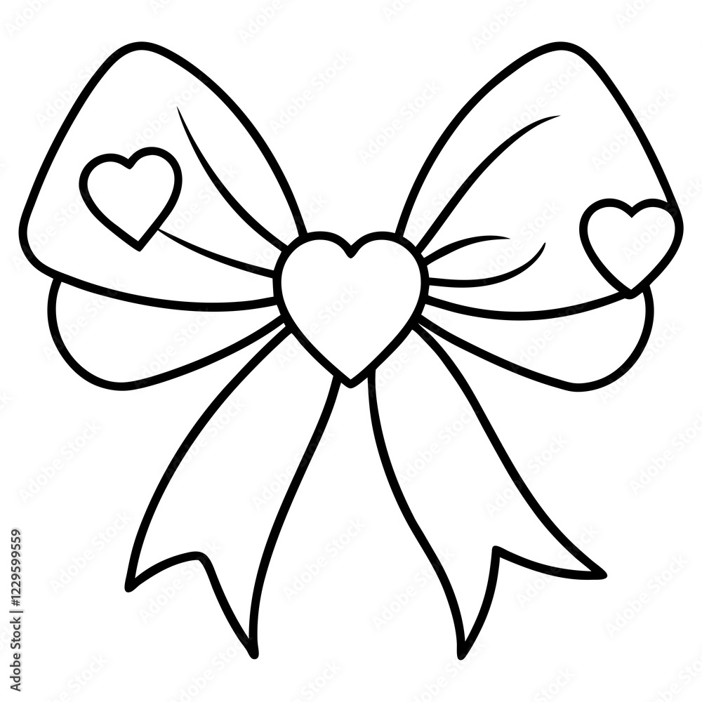 Minimalist Bow and Heart Outline Design Minimalist Bow and Heart Outline Design
