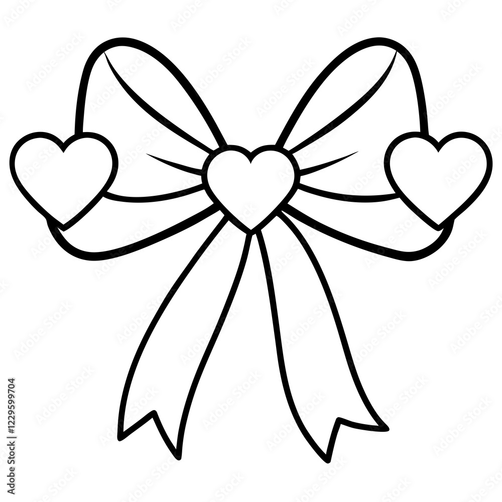 Minimalist Bow and Heart Outline Design Minimalist Bow and Heart Outline Design
