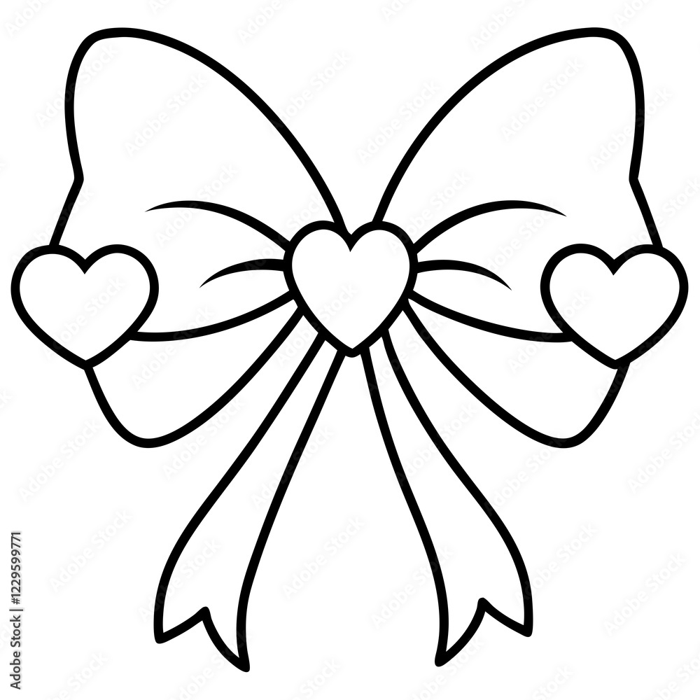 Minimalist Bow and Heart Outline Design Minimalist Bow and Heart Outline Design