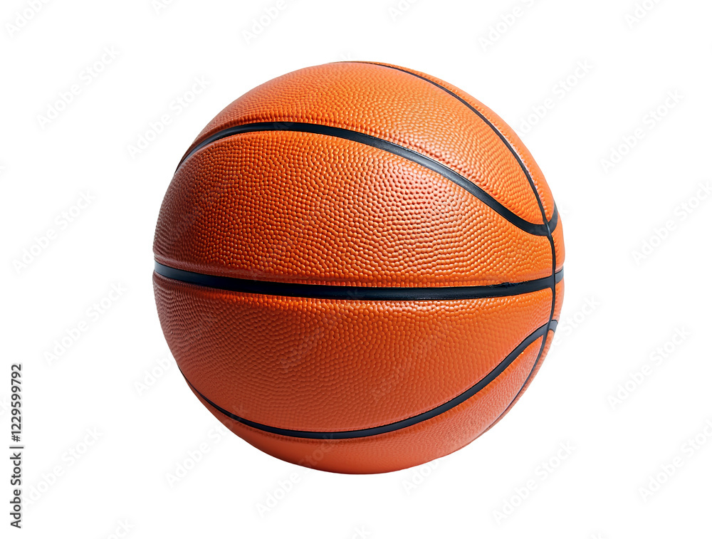 Fototapeta premium Detailed basketball isolated on a white background, sports equipment PNG file
