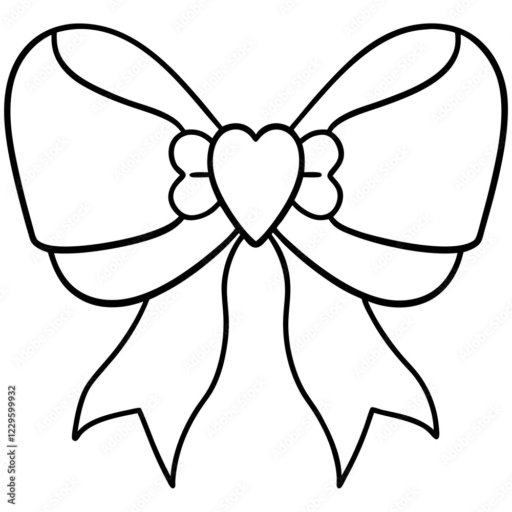 Minimalist Bow and Heart Outline Design Minimalist Bow and Heart Outline Design