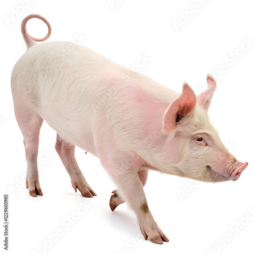 Pig on white background, isolated on transparent background, domestic animal photo